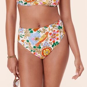 Andie The High Waist Cheeky Bikini Bottom - Eco Nylon - Bird Floral Size SBIRD F